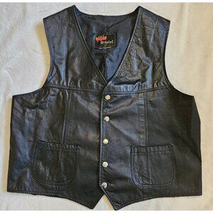 Vintage 90s Golden Crown by Bristol Leather Motorcycle Vest Medium